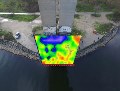 Ново изследване от Geoscan3D на фундаментите на Аспарухов мост констатира, че пилотите на моста се намират в допир с морска вода.